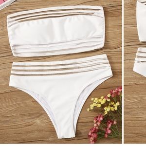 Mesh bandeau bikini set